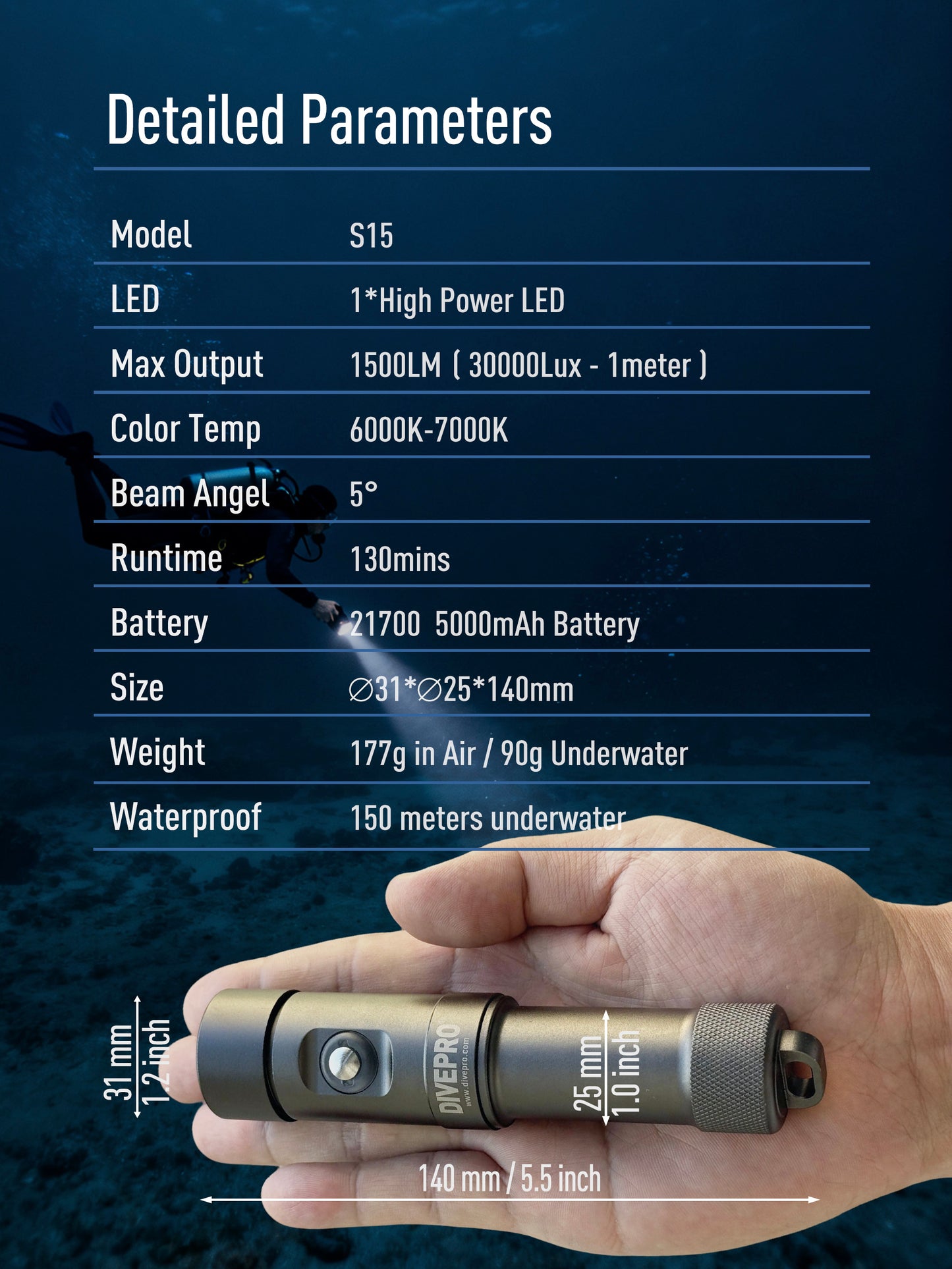 DIVEPRO S15 Torch