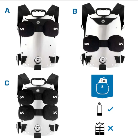 SCUBAPRO S-Tek Trim Weight Kit, mount on BackPlate