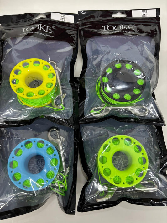 Tooke Finger Spools in four colours Yellow, Black, Blue and Green